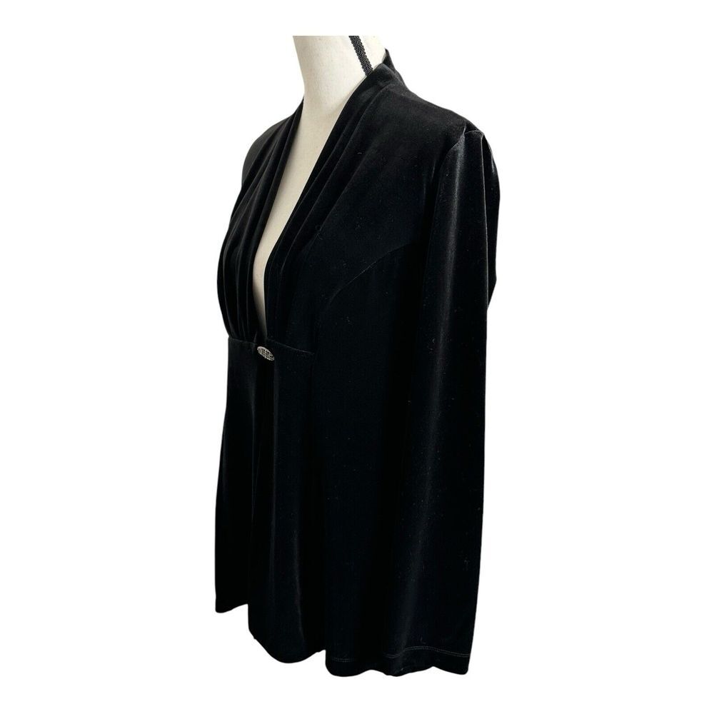 Vtg Peck & Peck Weekend Women's Black Velvet Jacket with Brooch‎ Clasp Closure L - Picture 4 of 16